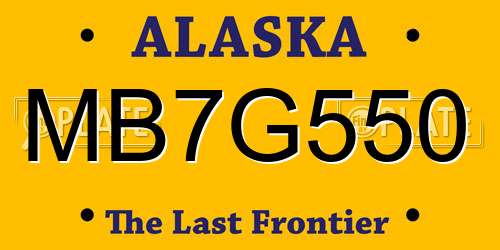 MB7G550 Alaska License Plate