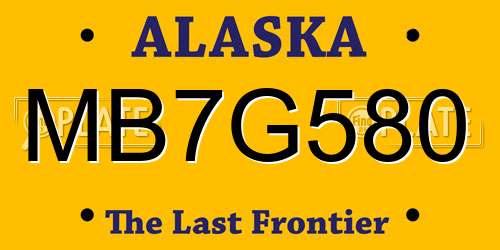 MB7G580 Alaska License Plate