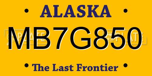 MB7G850 Alaska License Plate