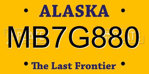 MB7G880 Alaska License Plate