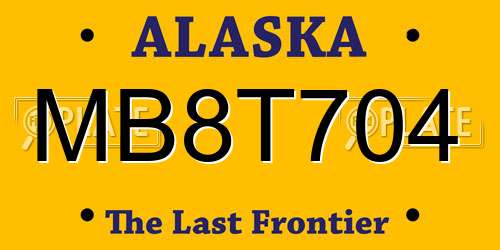 MB8T704 Alaska License Plate