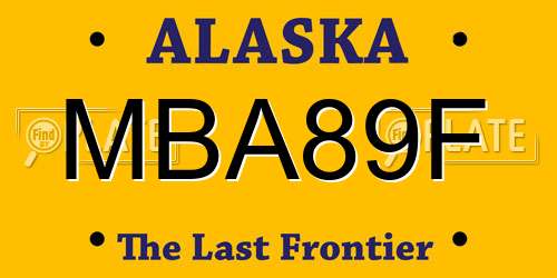 MBA89F Alaska License Plate