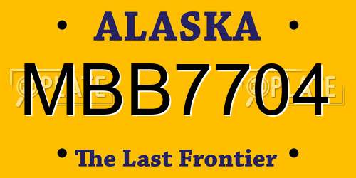 MBB7704 Alaska License Plate