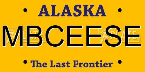 MBCEESE Alaska License Plate