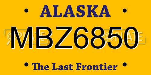 MBZ6850 Alaska License Plate