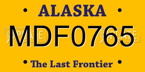 MDF0765 Alaska License Plate