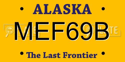 MEF69B Alaska License Plate