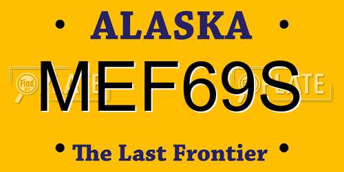 MEF69S Alaska License Plate