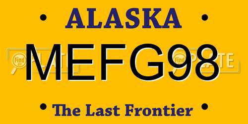 MEFG98 Alaska License Plate