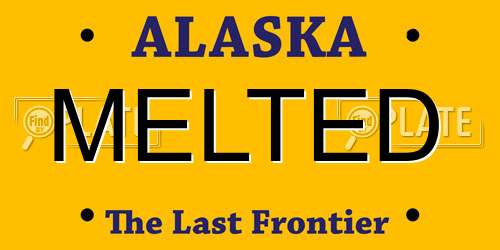 MELTED Alaska License Plate