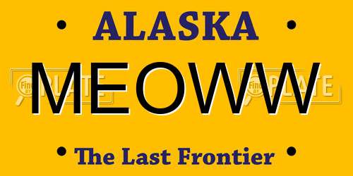 MEOWW Alaska License Plate