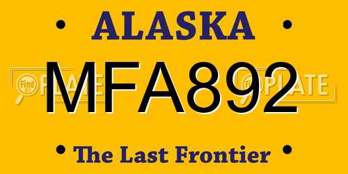MFA892 Alaska License Plate