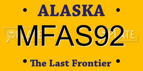 MFAS92 Alaska License Plate
