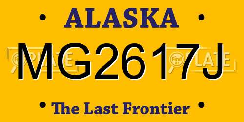 MG2617J Alaska License Plate