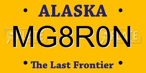 MG8R0N Alaska License Plate