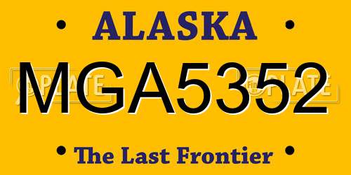 MGA5352 Alaska License Plate