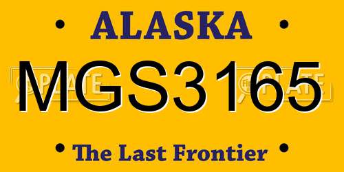 MGS3165 Alaska License Plate