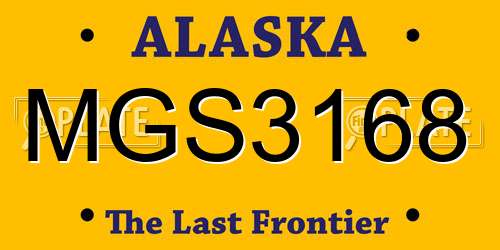 MGS3168 Alaska License Plate