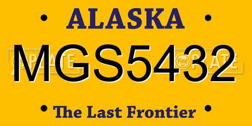 MGS5432 Alaska License Plate