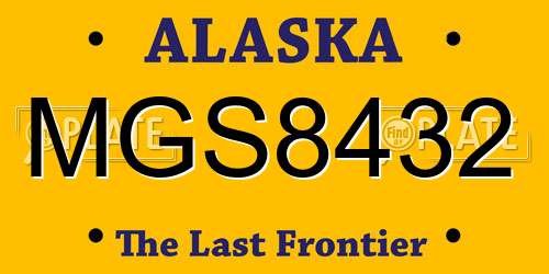 MGS8432 Alaska License Plate