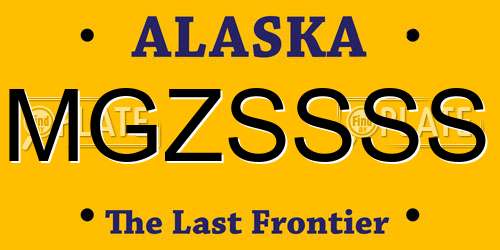 MGZSSSS Alaska License Plate