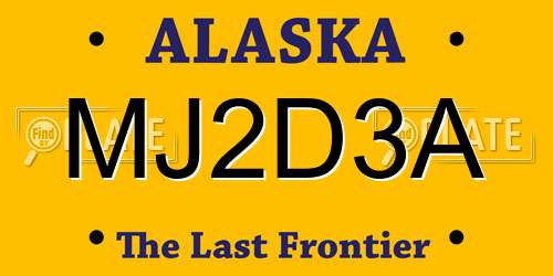 MJ2D3A Alaska License Plate