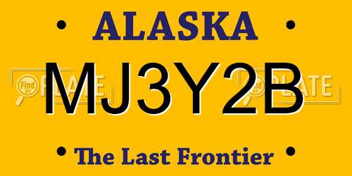 MJ3Y2B Alaska License Plate