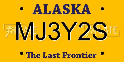 MJ3Y2S Alaska License Plate
