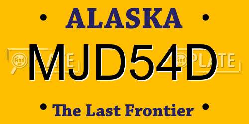 MJD54D Alaska License Plate