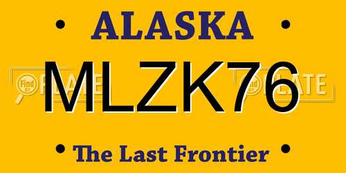 MLZK76 Alaska License Plate
