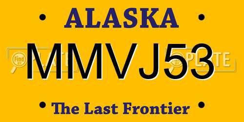 MMVJ53 Alaska License Plate