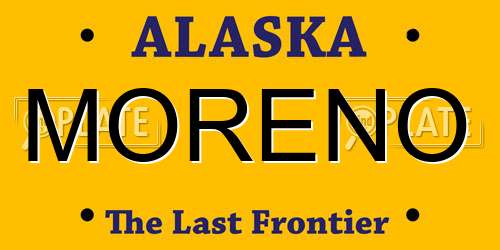 MORENO Alaska License Plate