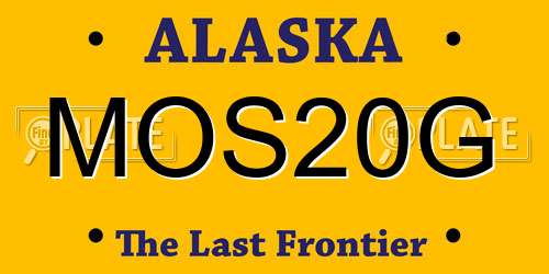 MOS20G Alaska License Plate