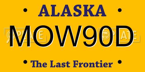 MOW90D Alaska License Plate