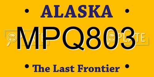 MPQ803 Alaska License Plate