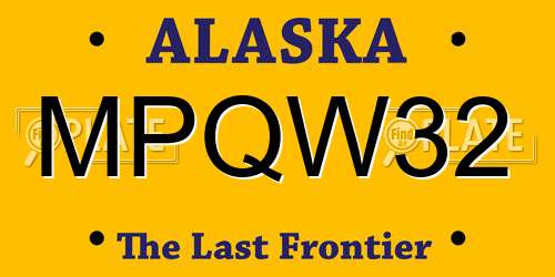 MPQW32 Alaska License Plate