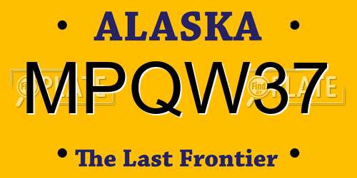 MPQW37 Alaska License Plate