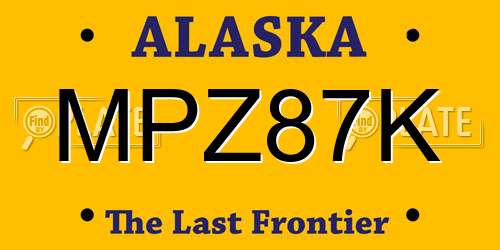 MPZ87K Alaska License Plate