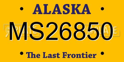 MS26850 Alaska License Plate