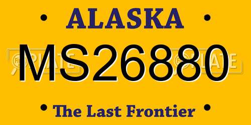 MS26880 Alaska License Plate
