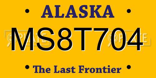 MS8T704 Alaska License Plate