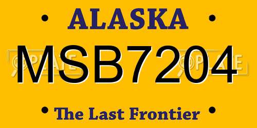 MSB7204 Alaska License Plate