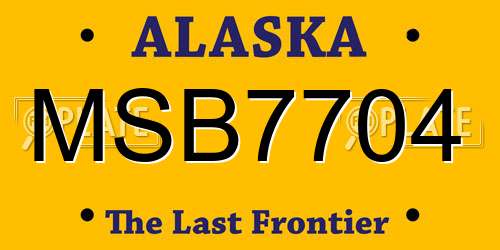 MSB7704 Alaska License Plate
