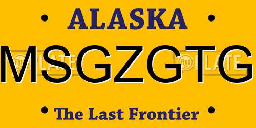 MSGZGTG Alaska License Plate