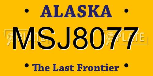 MSJ8077 Alaska License Plate