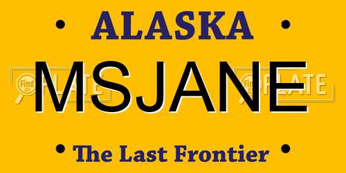 MSJANE Alaska License Plate