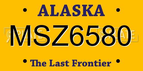 MSZ6580 Alaska License Plate