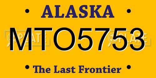 MTO5753 Alaska License Plate