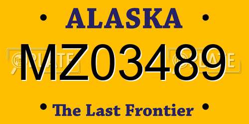 MZ03489 Alaska License Plate