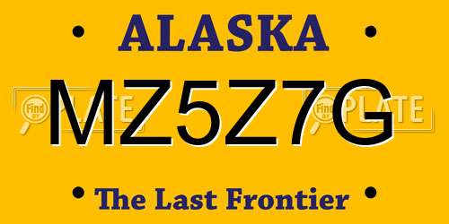 MZ5Z7G Alaska License Plate